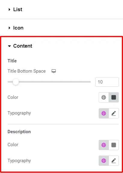 RAE Feature List Content Style Setting 