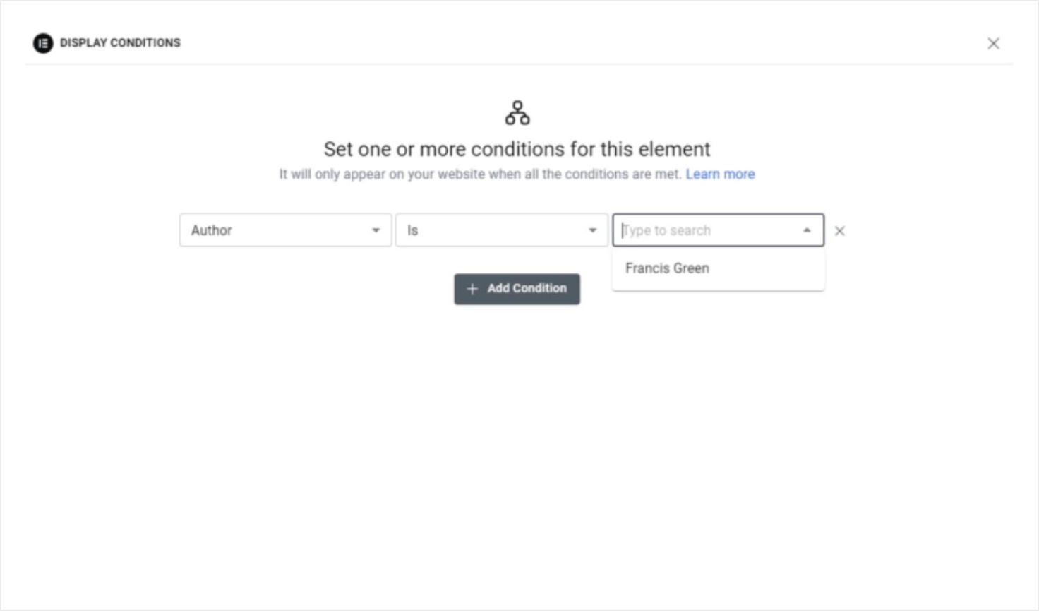 Single product display conditions