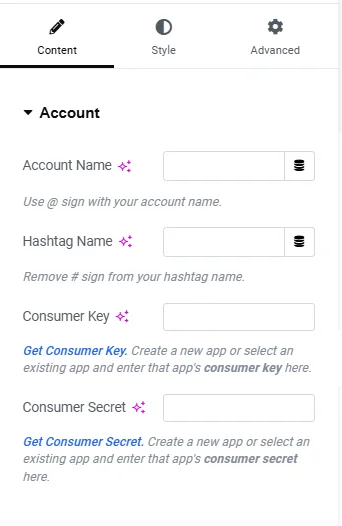 Editing account