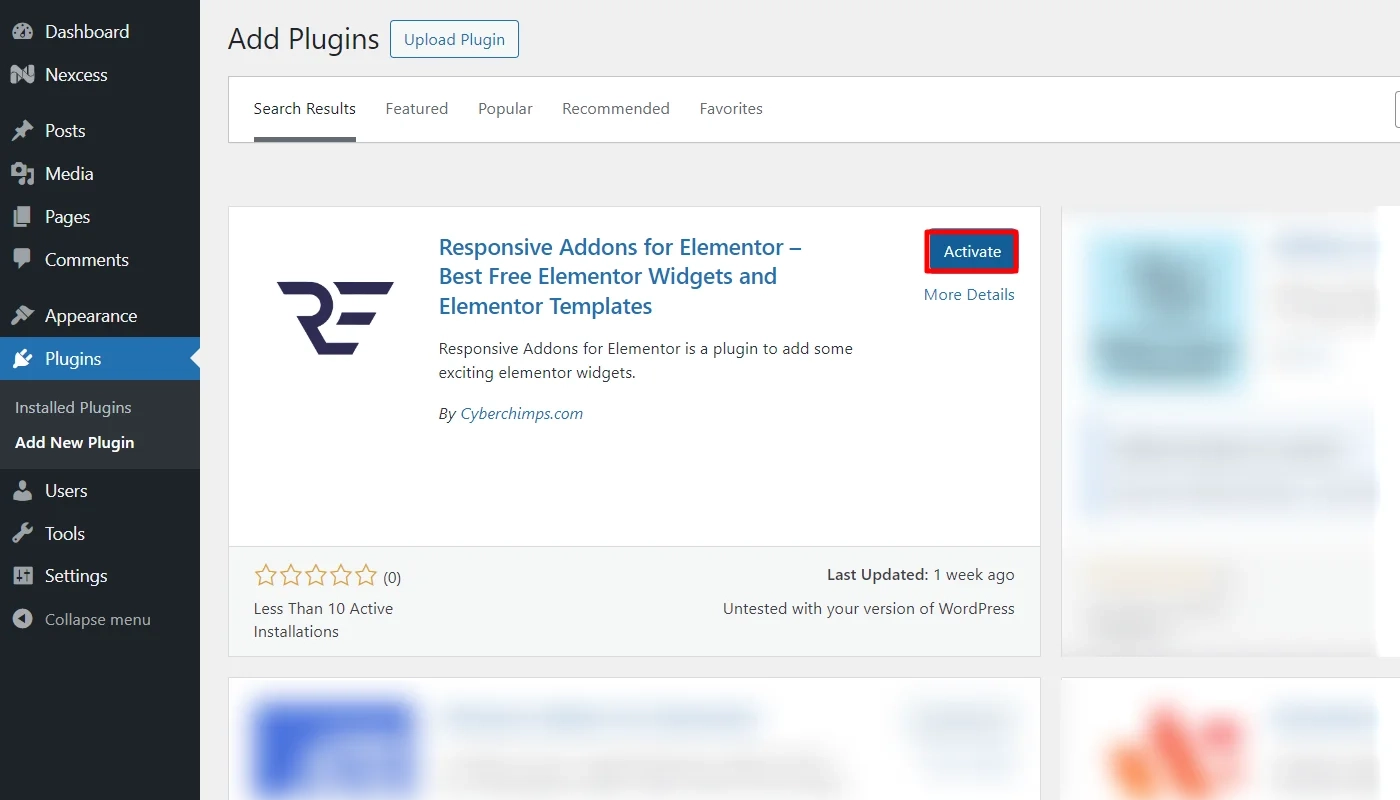 Activate Responsive Addons for Elementor