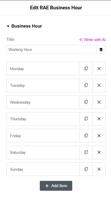 Business hour content