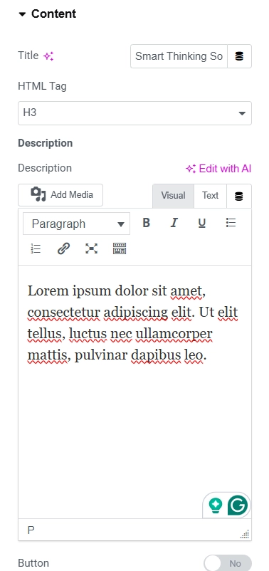 RAE widget content settings