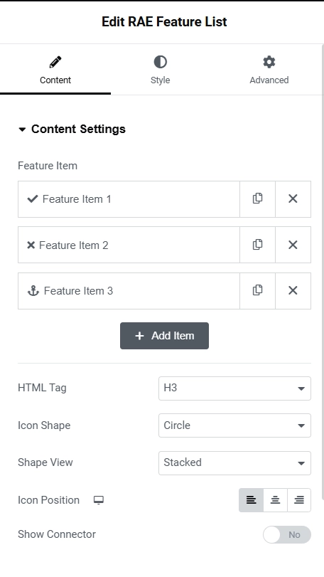 Feature list content