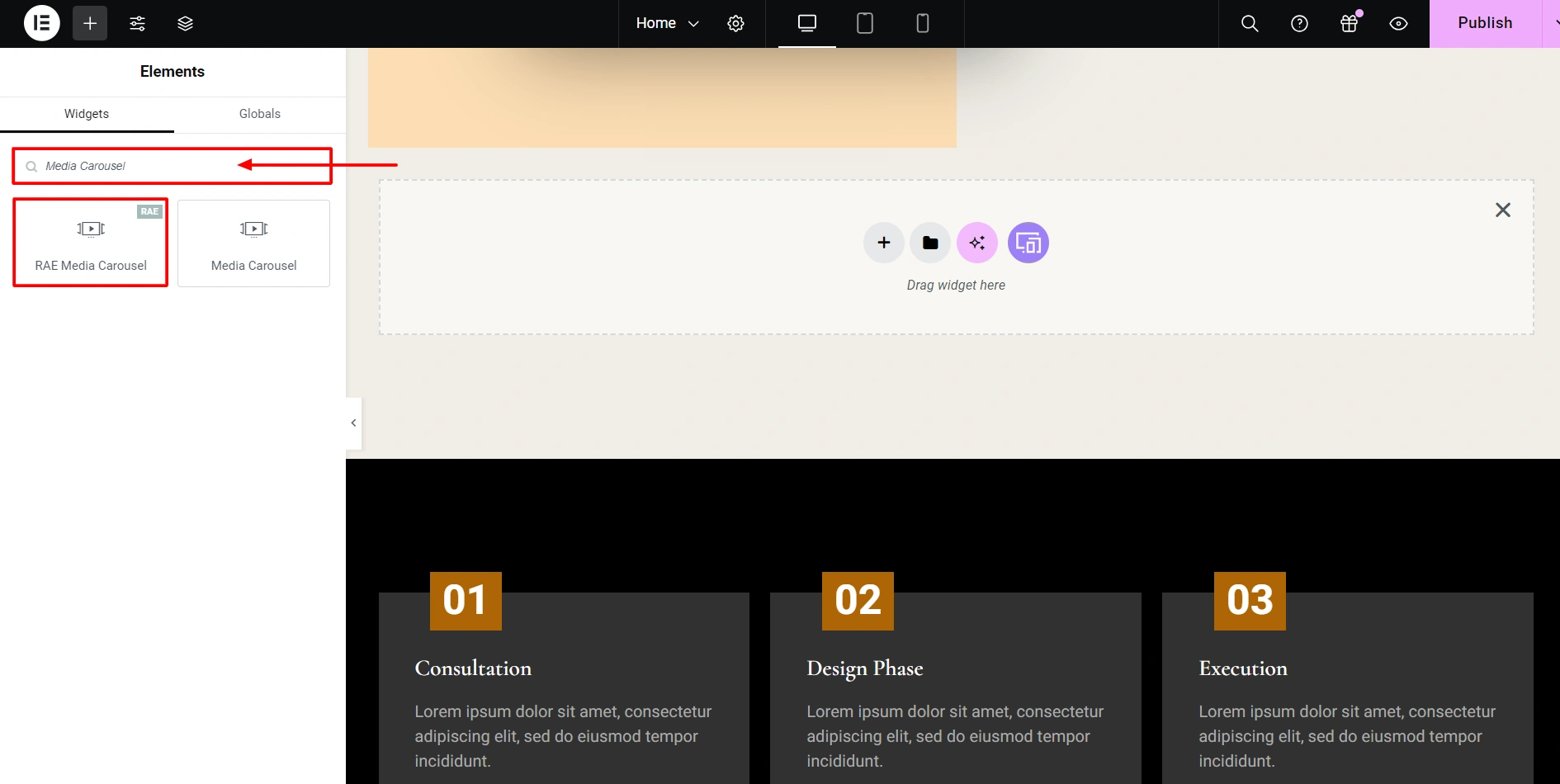 Searching for Media Carousel