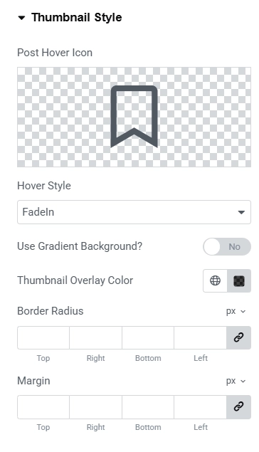 Thumbnail style settings