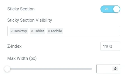 RAE sticky section settings customization