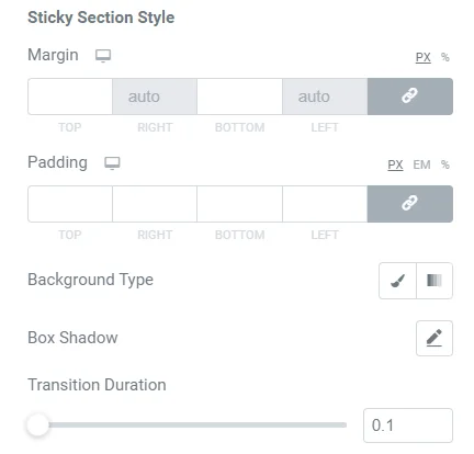 Sticky section styling