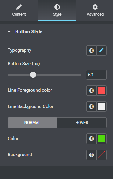 Style settings when the layout is Progress Indicator