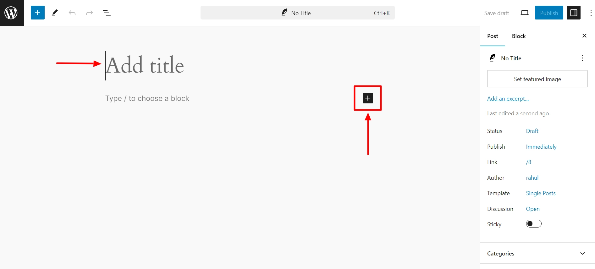 Click on the plus icon