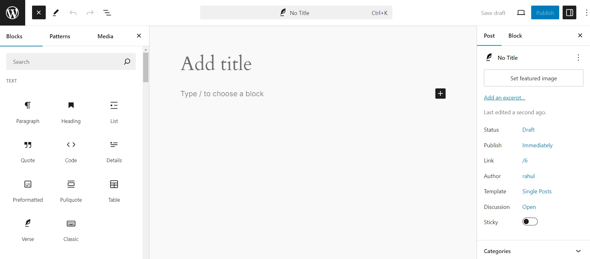 Gutenberg Block editor