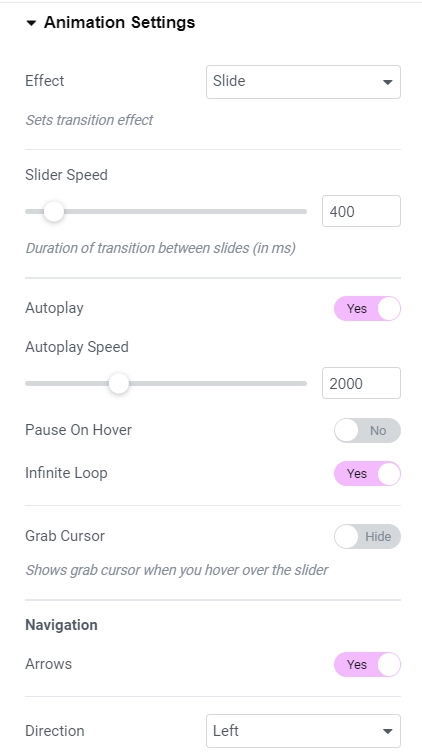 Animation Settings