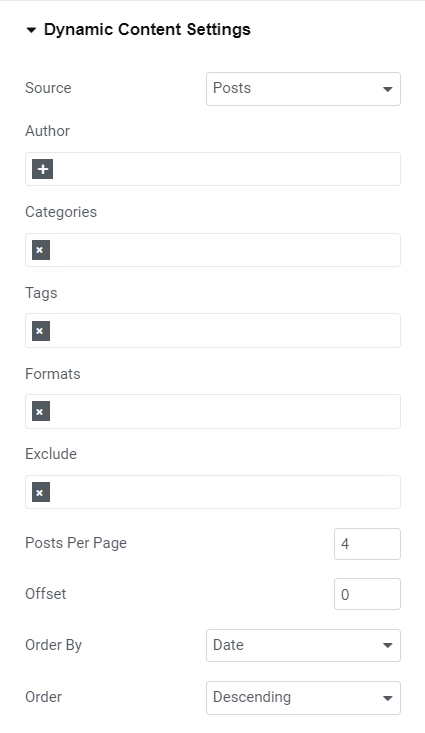Dynamic Content Settings