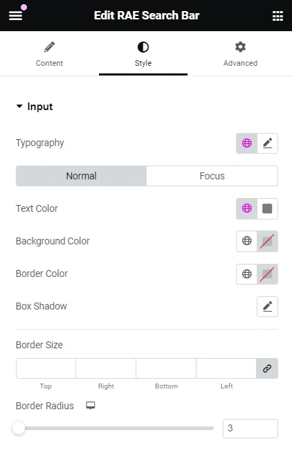 Styling RAE search bar input widget