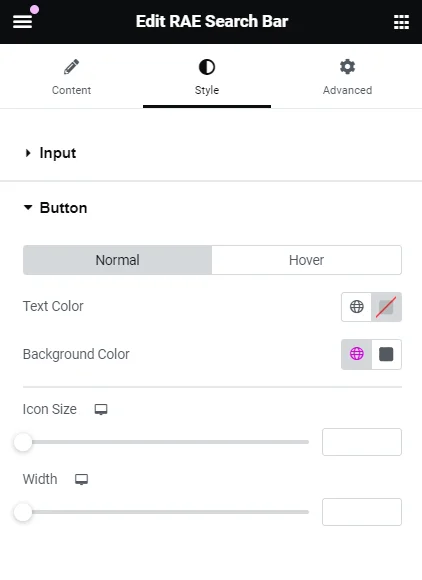 Styling search bar button