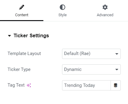 Ticker Settings