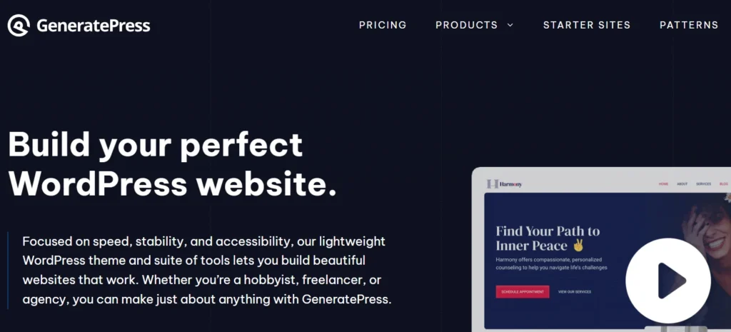 GeneratePress - Minimalistic and lightweight WordPress theme.