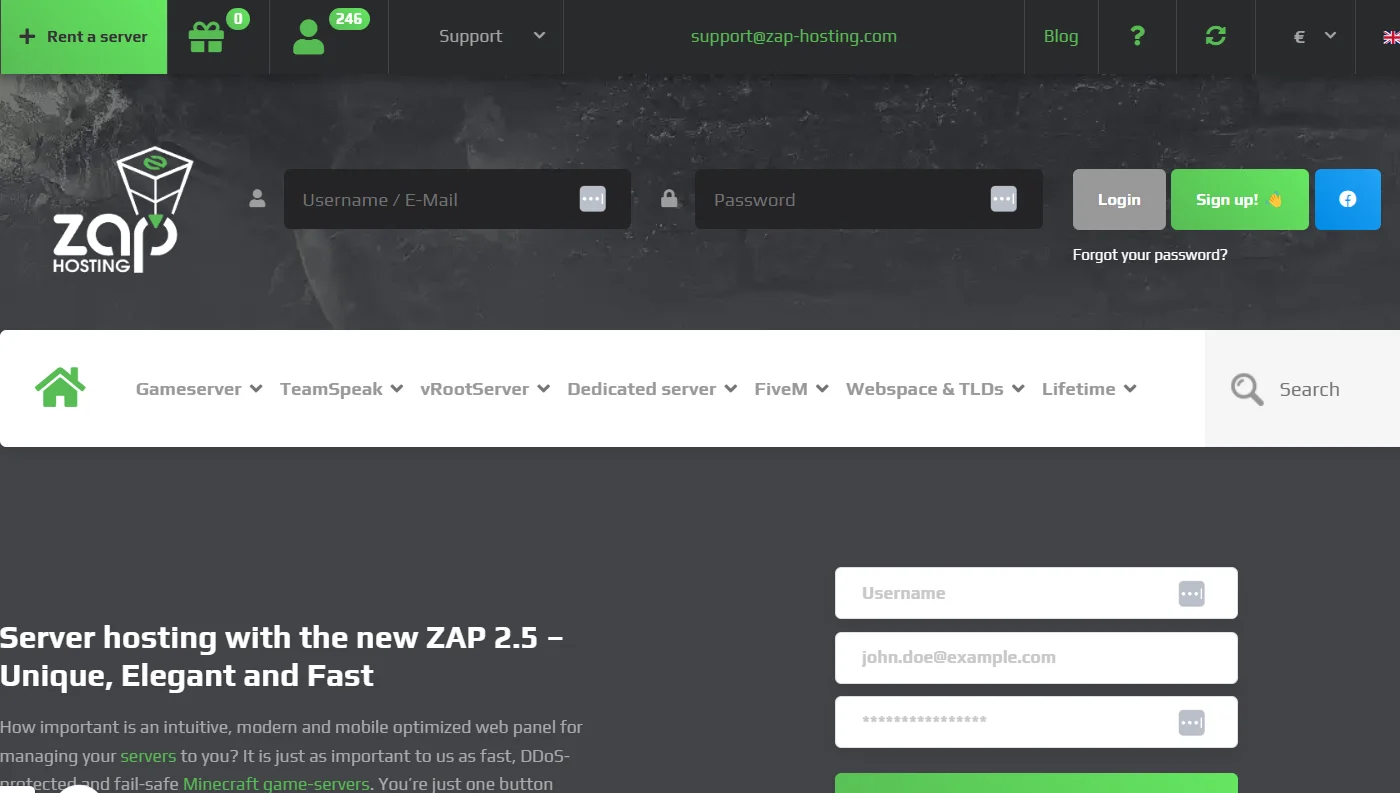 Zap hosting