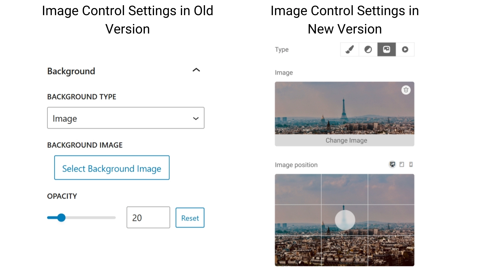 Image settings comparison