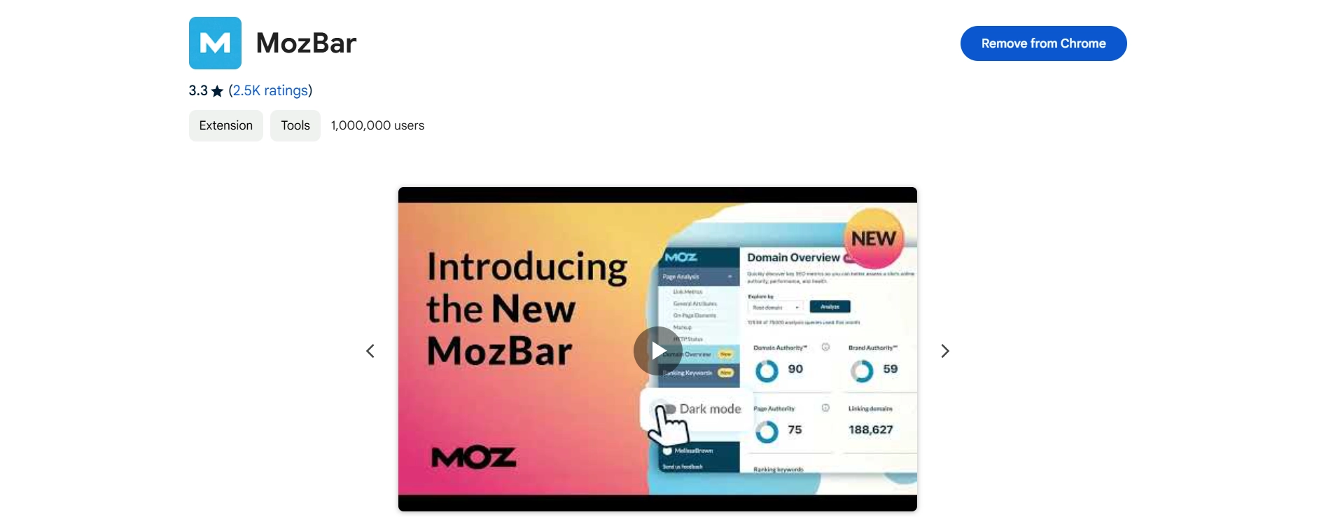 MozBar Chrome Extension