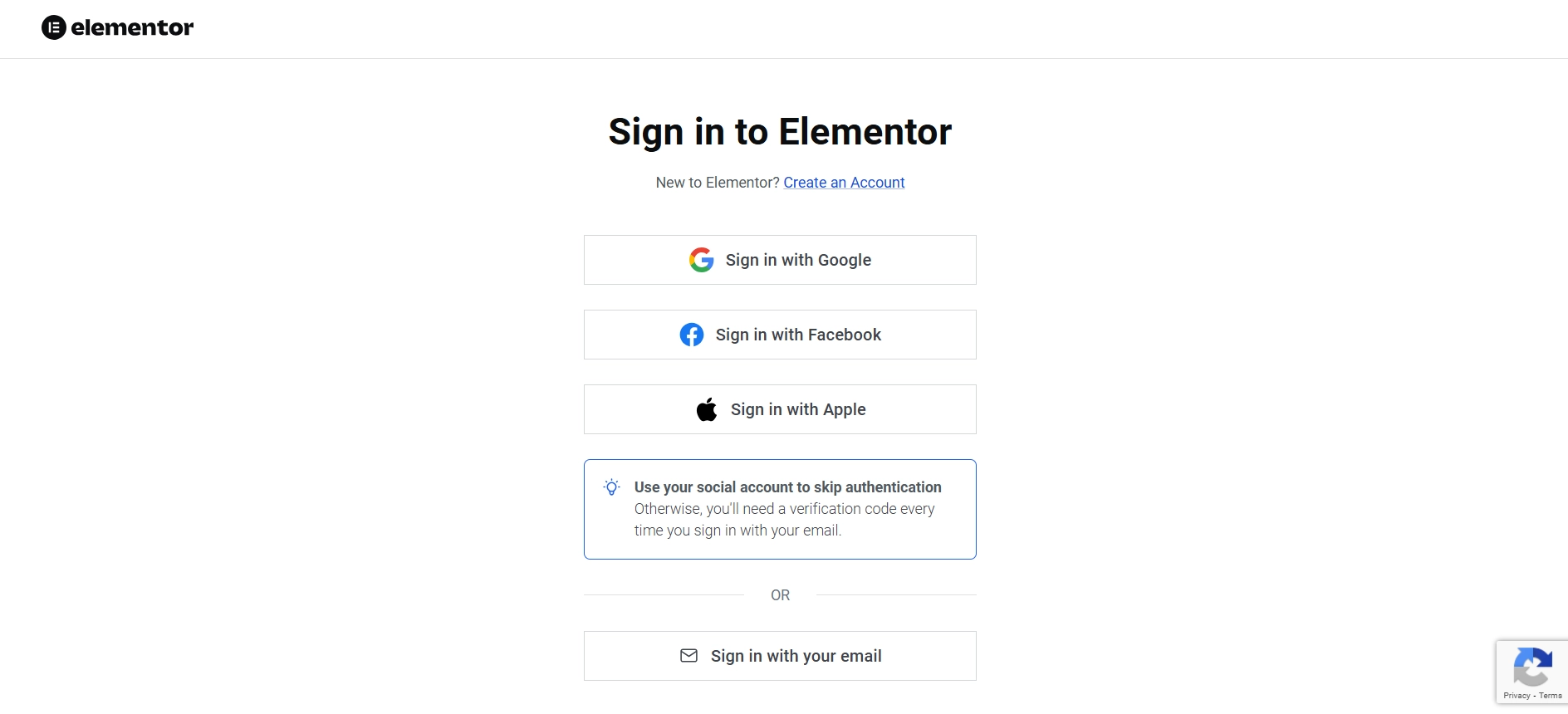 Sign in to Elementor