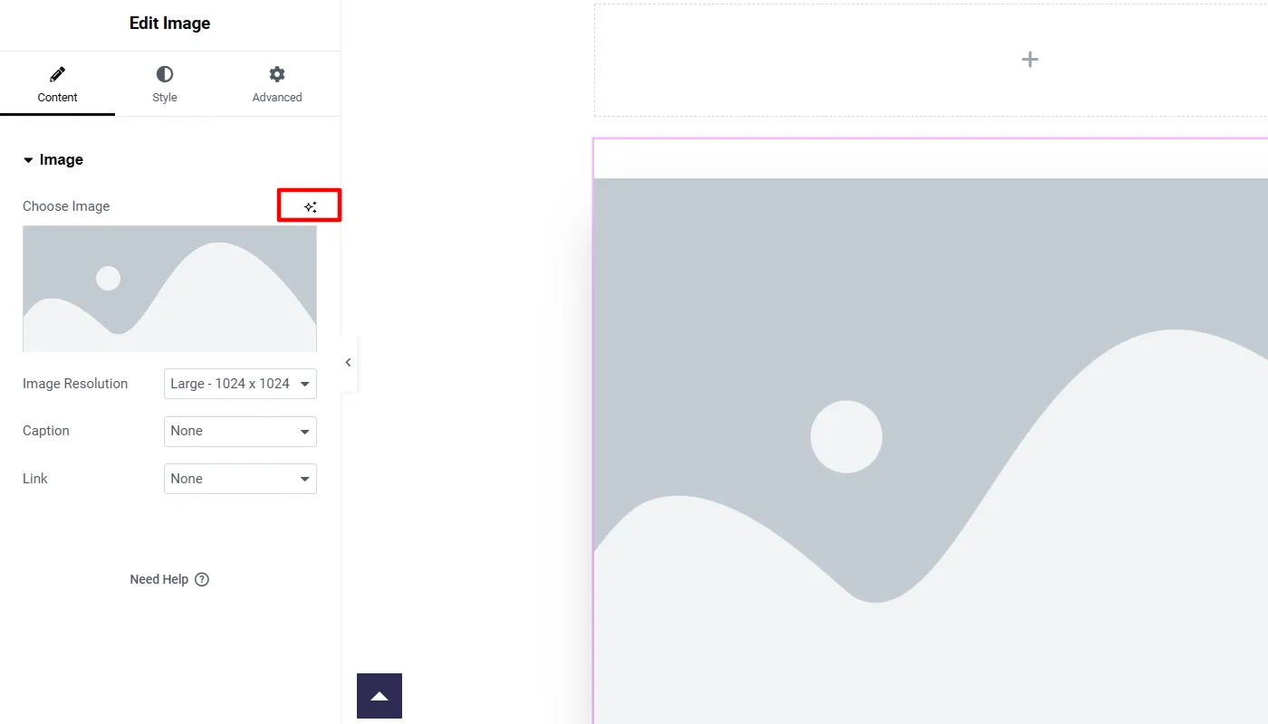 Clicking the AI generator button