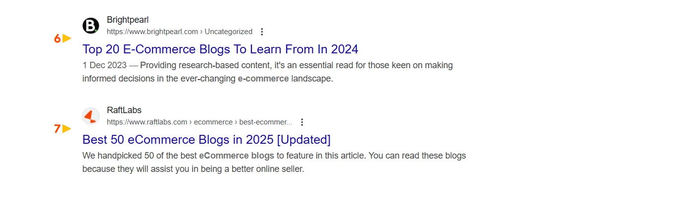 eCommerce content SEO tit;es