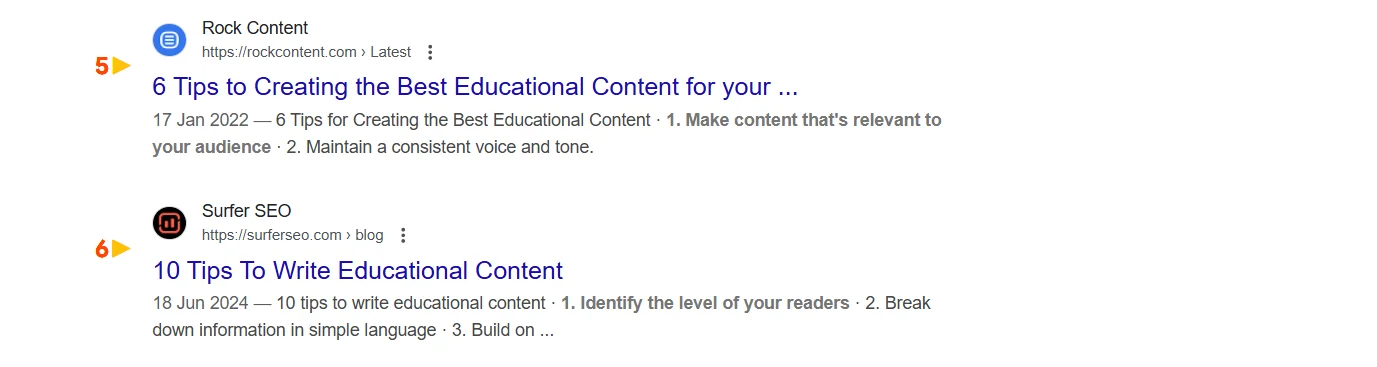 Education content SEO titles