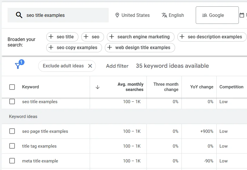 Keyword Planning