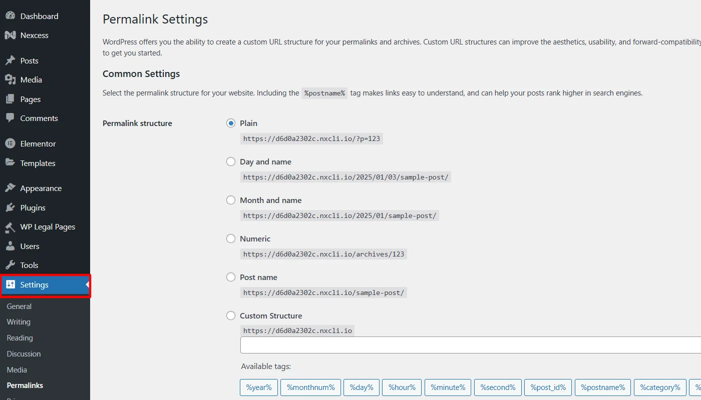 Set the settings to default
