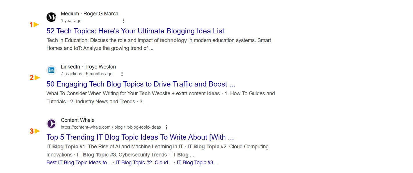 Technology content SEO titles