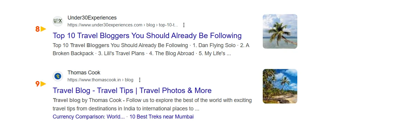 Travel content SEO titles