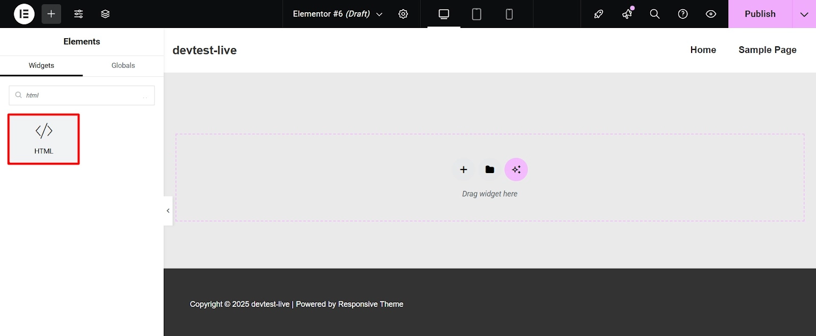 Add HTML code widget