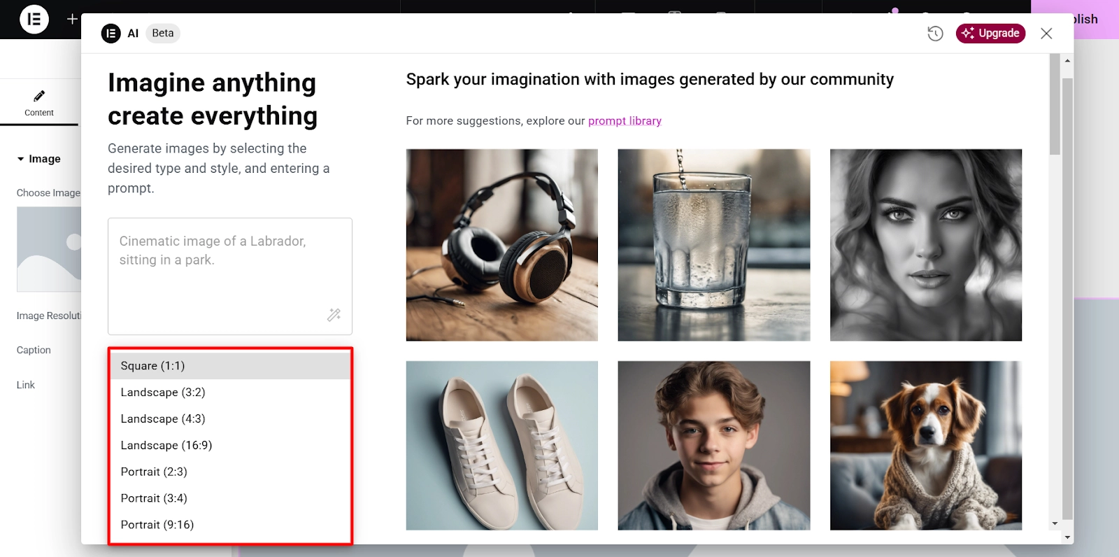 select aspect ratio