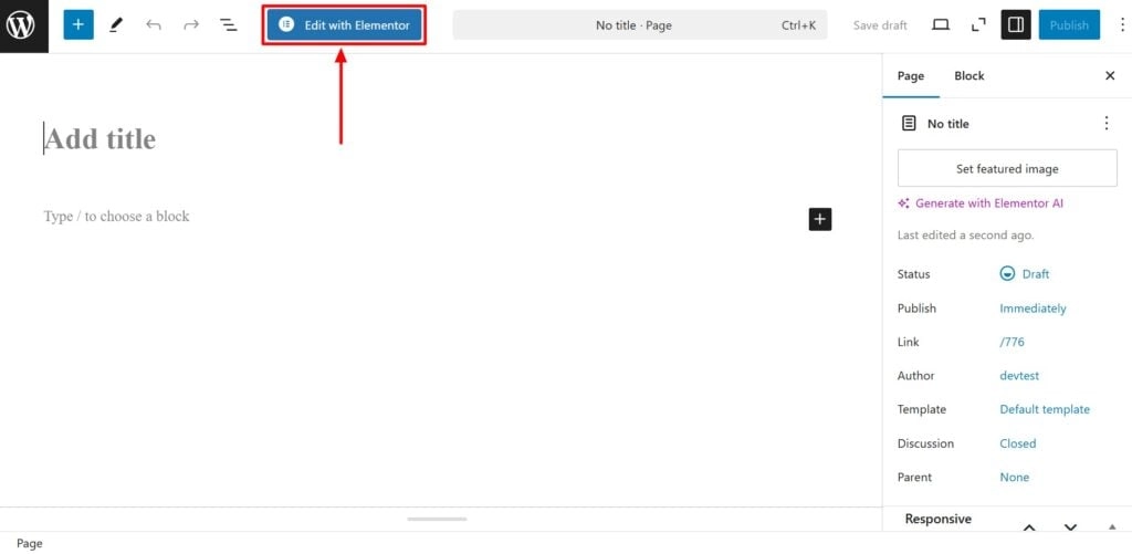 Click on edit with Elementor