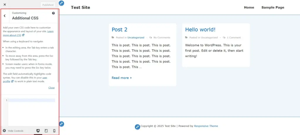 Customize CSS in theme
