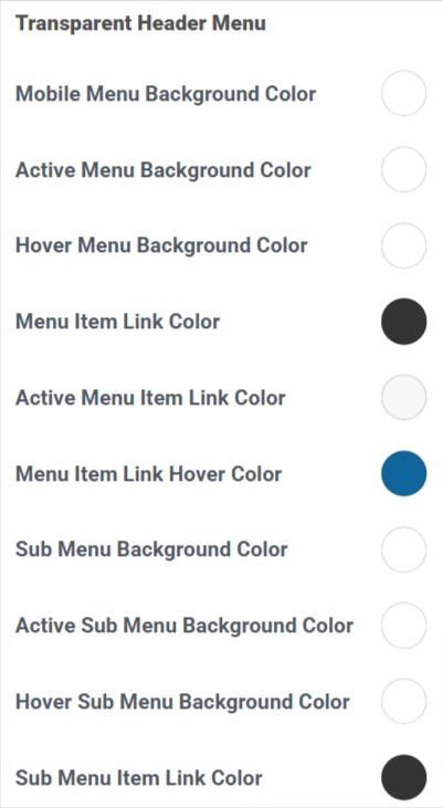 Transparent header menu