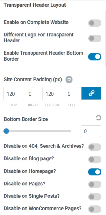 Transparent header layout