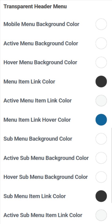 Transparent header menu