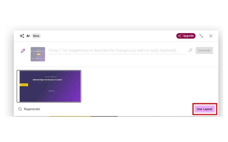 Click on use layout