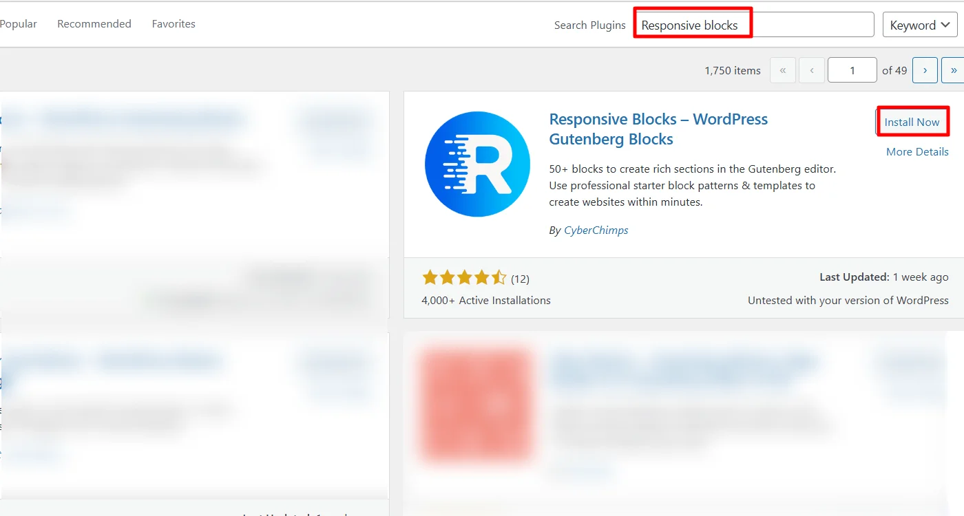 Installing responsive blocks