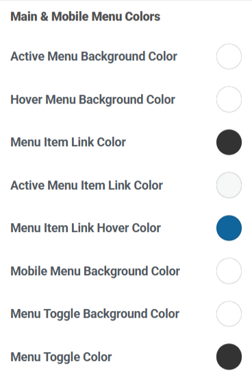 Main & Mobile Menu Colors