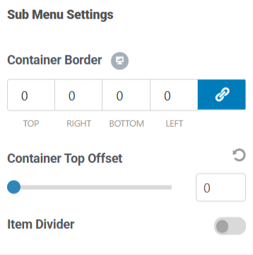 Sub menu settings