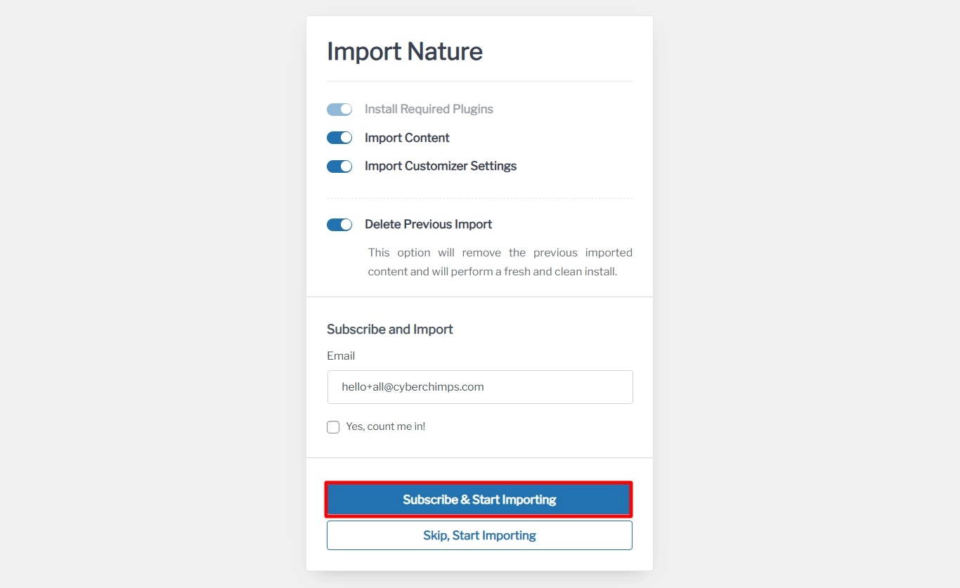 Click on Subscribe and start importing