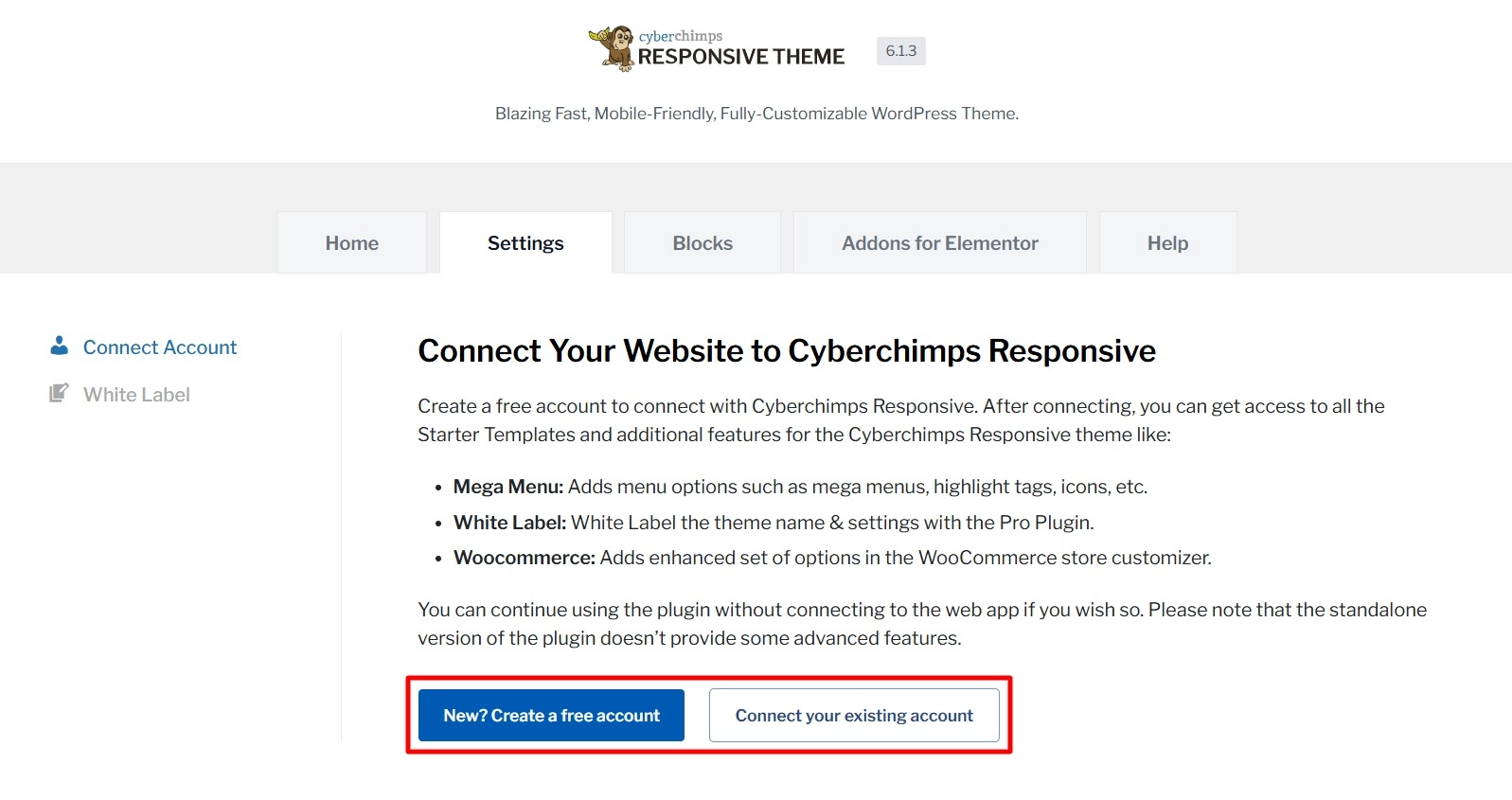 Connect your Cyberchimps account