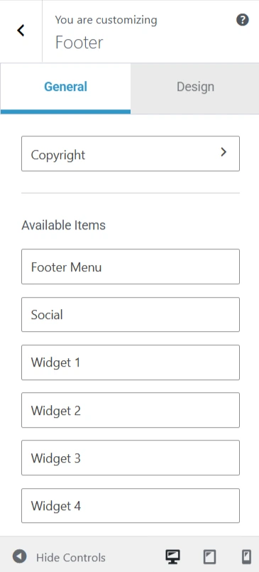 Footer builder elements