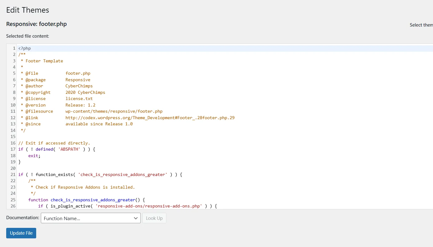 Footer.php file