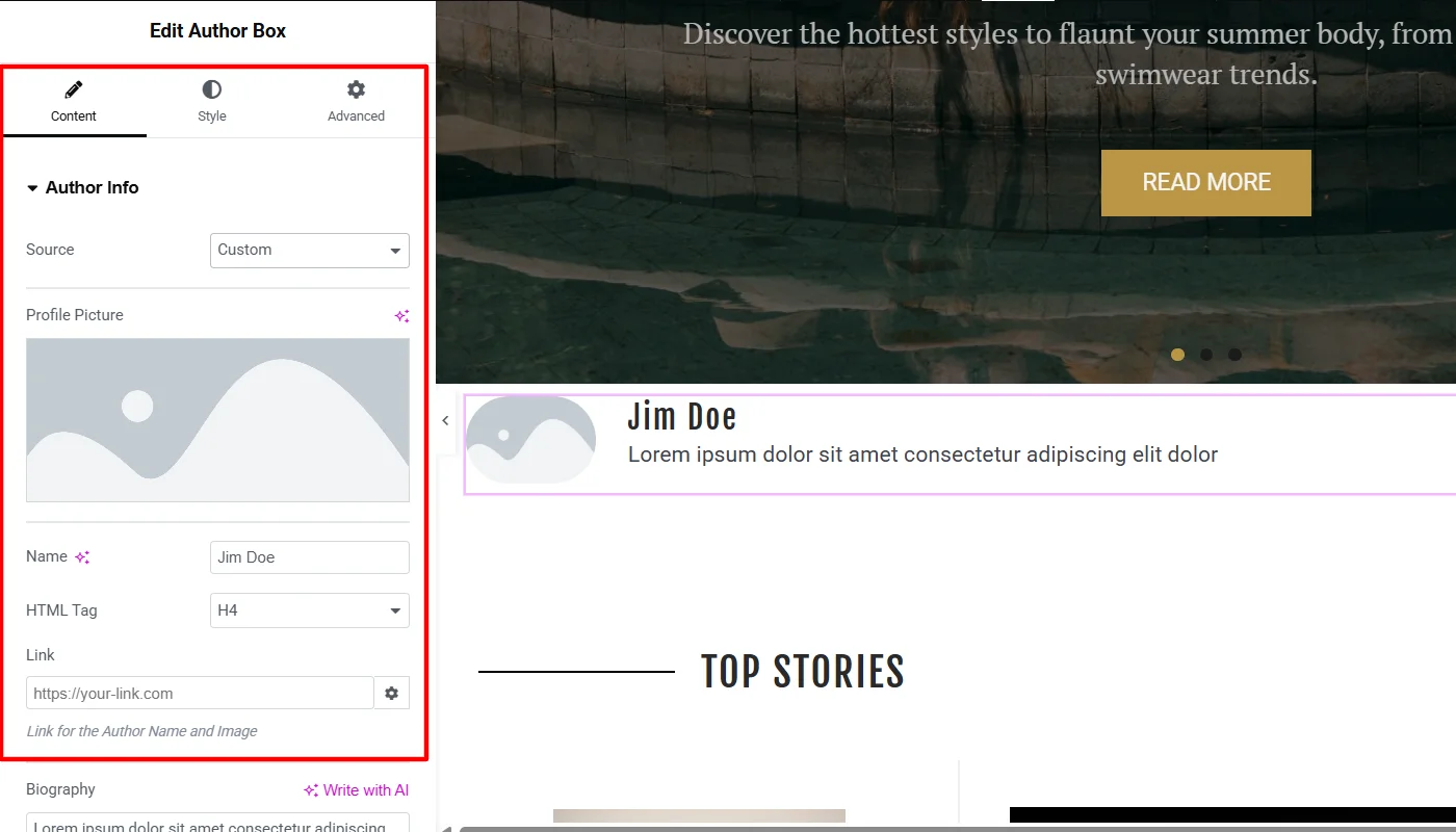 Customizing widget