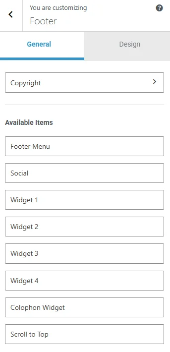 Elements to add in footer