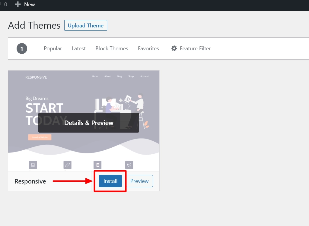 Installing Responsive theme