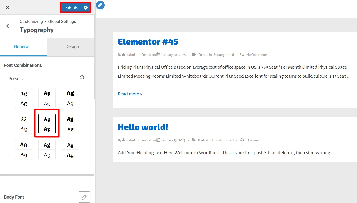 Website typography